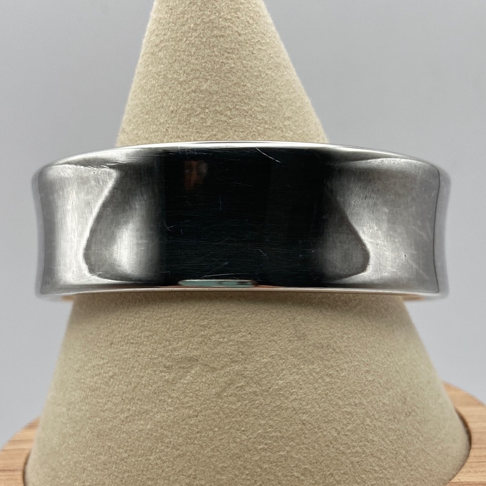 Vintage Italian .999 Fine Silver Wide High Polished Cuff Bracelet Average